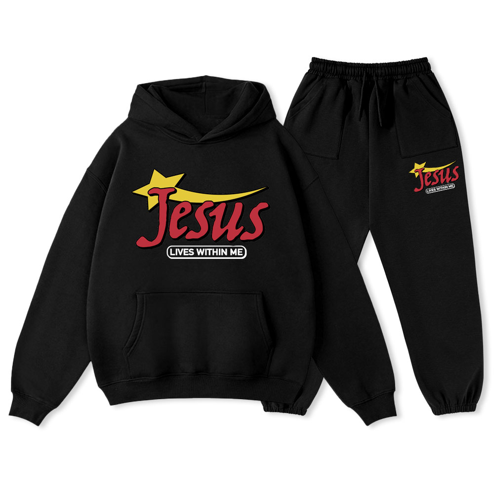 Jesus Lives Within Me Christian Premium Fleece Hoodie Set