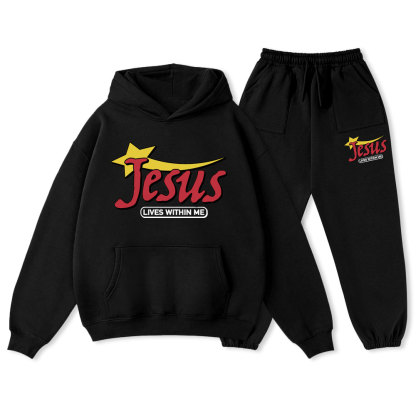 Jesus Lives Within Me Christian Premium Fleece Hoodie Set
