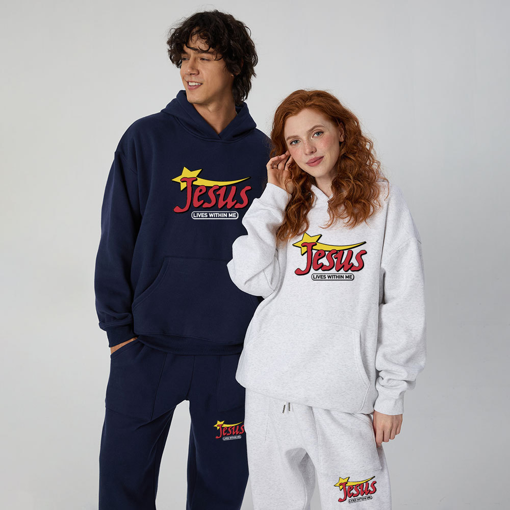 Jesus Lives Within Me Christian Premium Fleece Hoodie Set