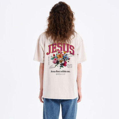 Jesus Lives Within Me Christian Washed T-Shirt