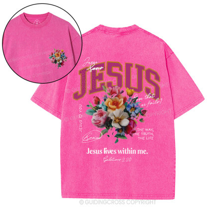 Jesus Lives Within Me Christian Washed T-Shirt