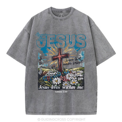 Jesus Lives Within Me Christian Washed T-Shirt