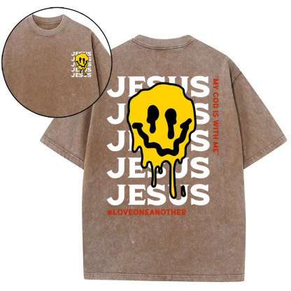 Jesus Love One Another Christian Washed T-Shirt