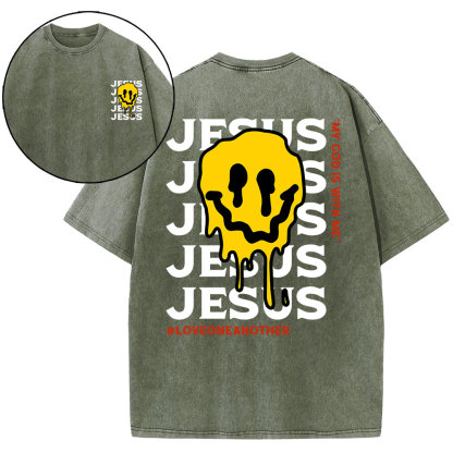 Jesus Love One Another Christian Washed T-Shirt