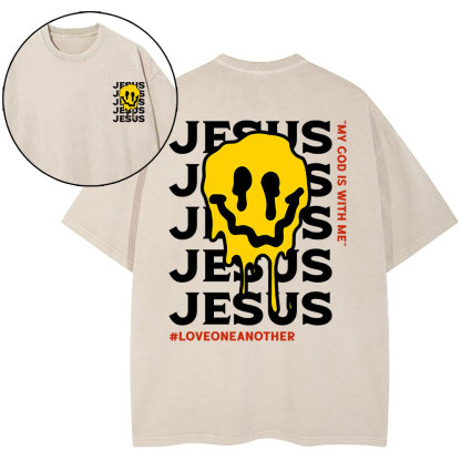 Jesus Love One Another Christian Washed T-Shirt