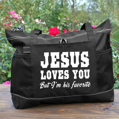 Jesus Love You But I Am His Favorite Christian Tote Bag 