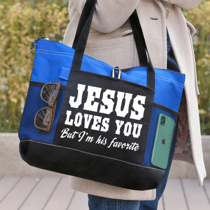 Jesus Love You But I Am His Favorite Christian Tote Bag 