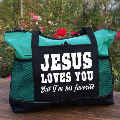 Jesus Love You But I Am His Favorite Christian Tote Bag 