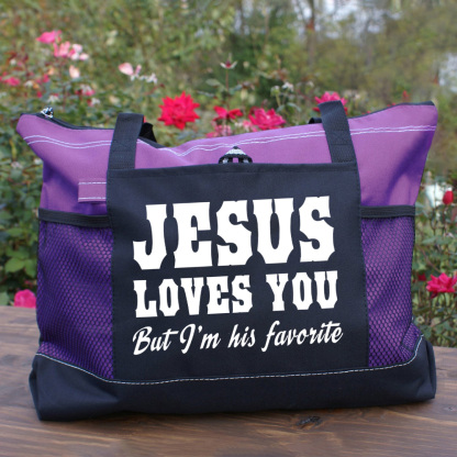 Jesus Love You But I Am His Favorite Christian Tote Bag 