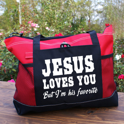 Jesus Love You But I Am His Favorite Christian Tote Bag 