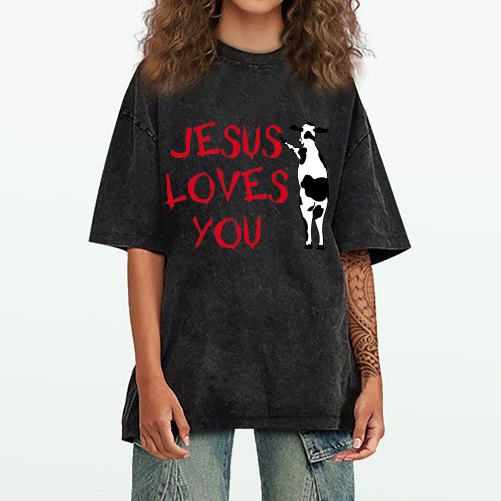 Jesus Love You Chirstian Washed T-Shirt