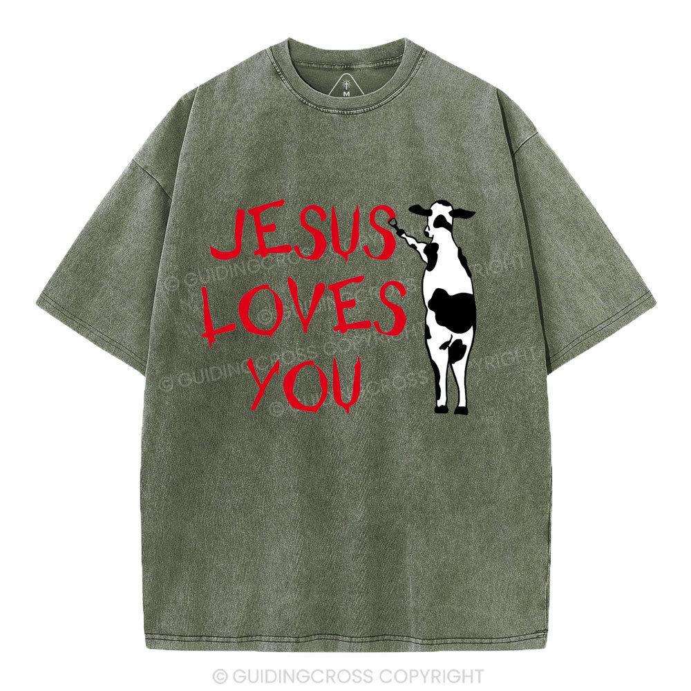 Jesus Love You Chirstian Washed T-Shirt