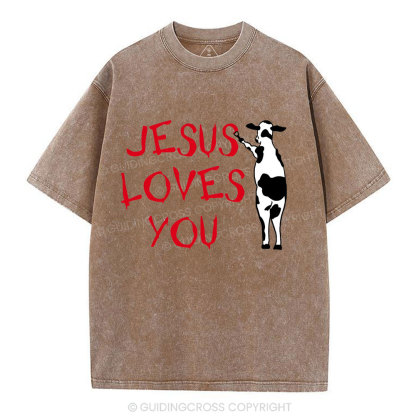 Jesus Love You Chirstian Washed T-Shirt