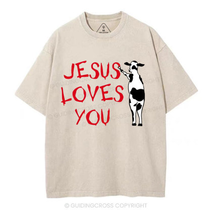 Jesus Love You Chirstian Washed T-Shirt