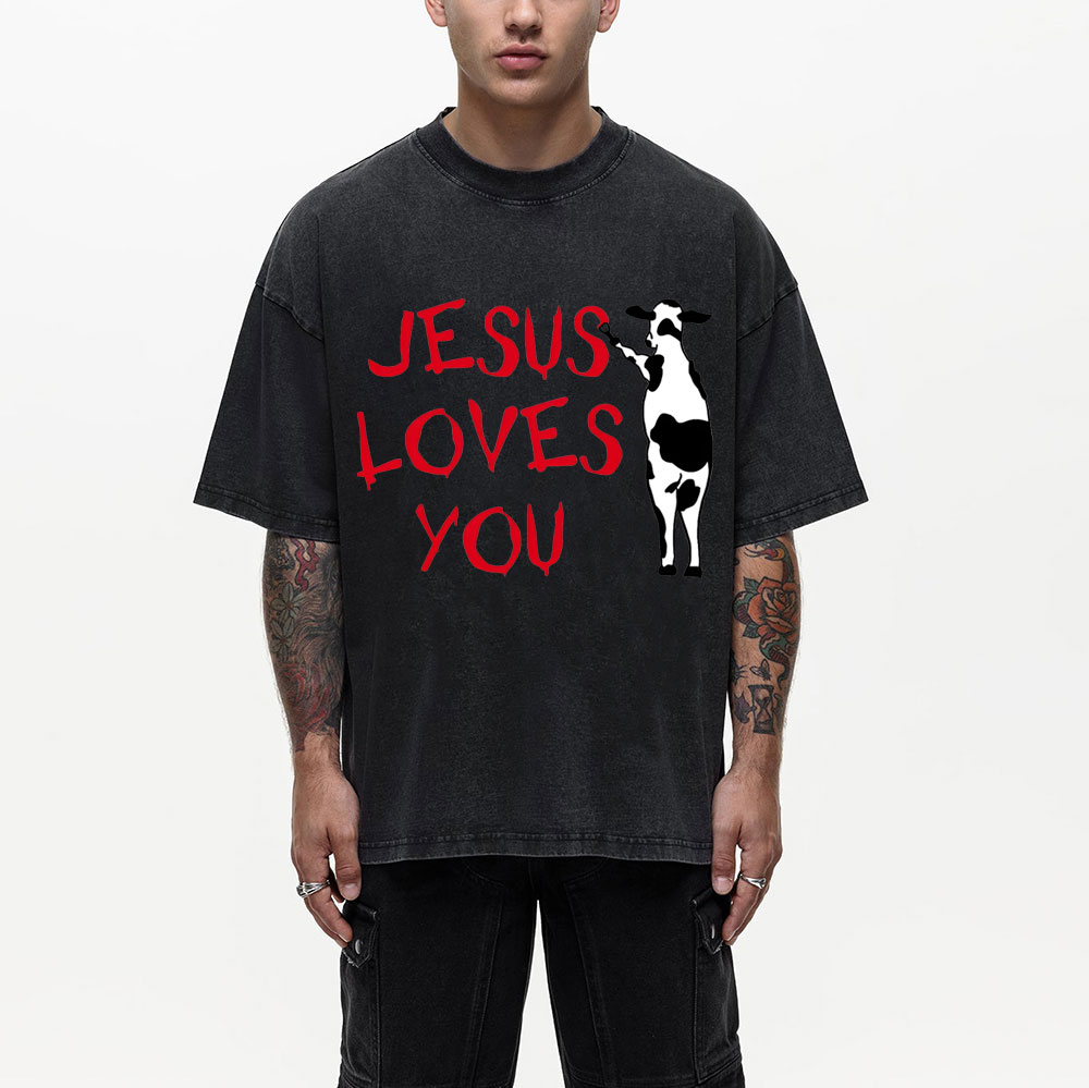 Jesus Love You Chirstian Washed T-Shirt