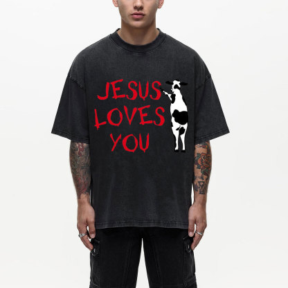 Jesus Love You Chirstian Washed T-Shirt