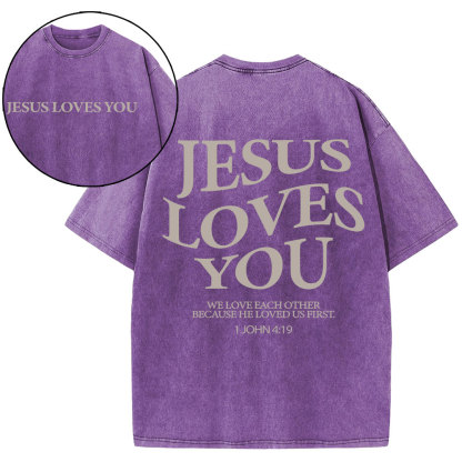 Jesus Love You Chirtsian Washed T-Shirt