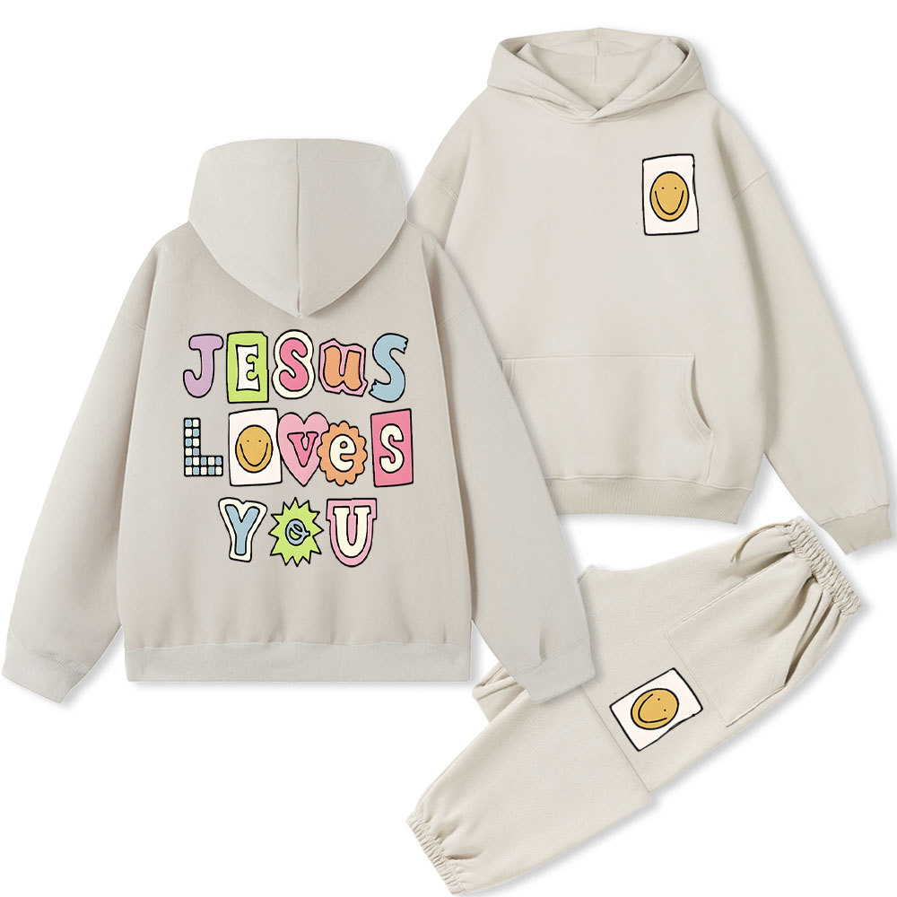 Jesus Love You Christian Fleece Hoodie Set