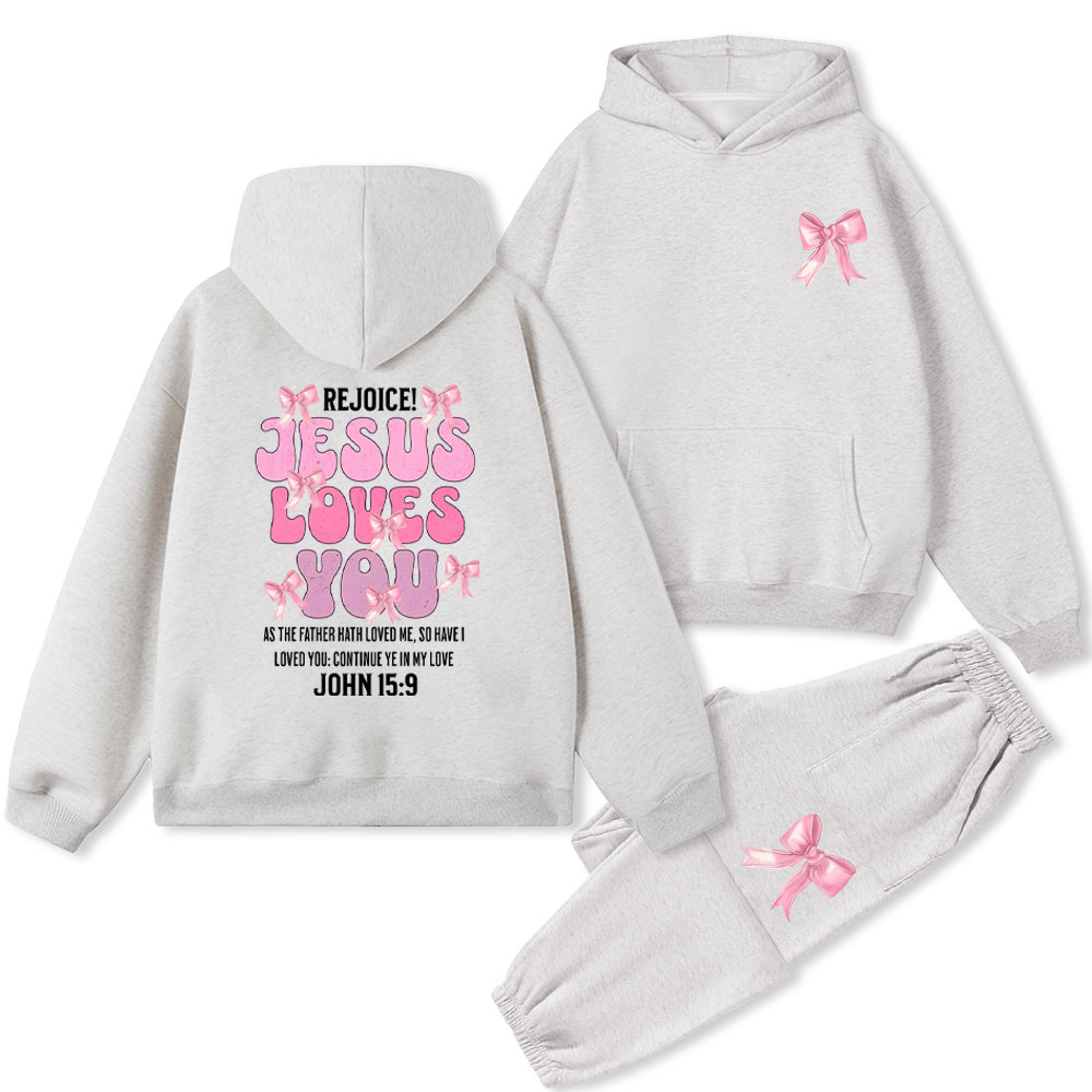 Jesus Love You Christian Fleece Hoodie Set