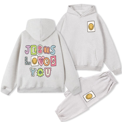 Jesus Love You Christian Fleece Hoodie Set