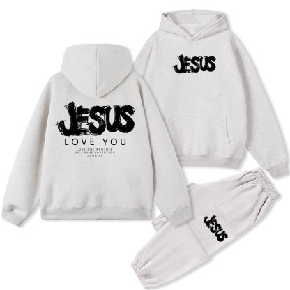 Jesus Love You Christian Fleece Hoodie Set