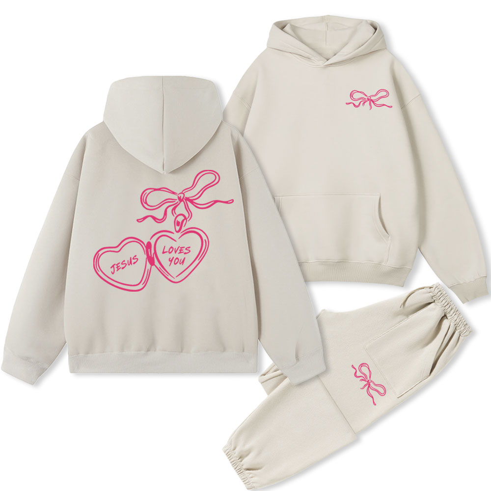 Jesus Love You Christian Fleece Hoodie Set