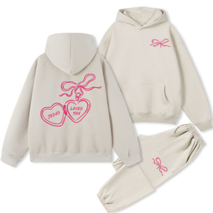 Jesus Love You Christian Fleece Hoodie Set