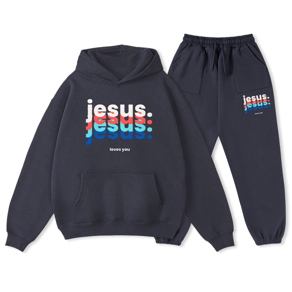 Jesus Love You Christian Fleece Hoodie Set