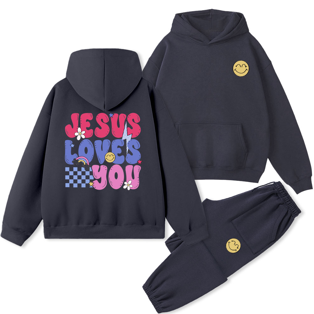 Jesus Love You Christian Fleece Hoodie Set