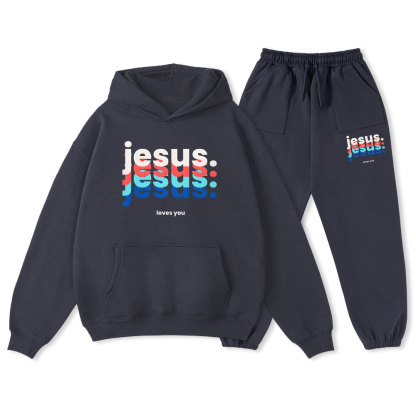 Jesus Love You Christian Fleece Hoodie Set