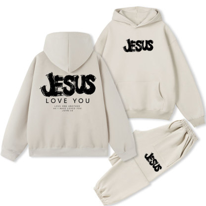 Jesus Love You Christian Fleece Hoodie Set