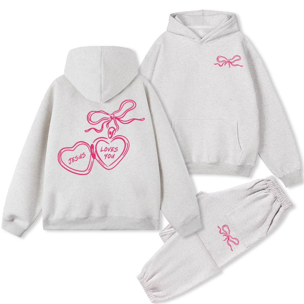 Jesus Love You Christian Fleece Hoodie Set