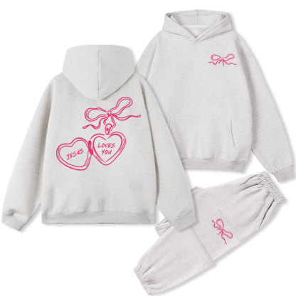 Jesus Love You Christian Fleece Hoodie Set