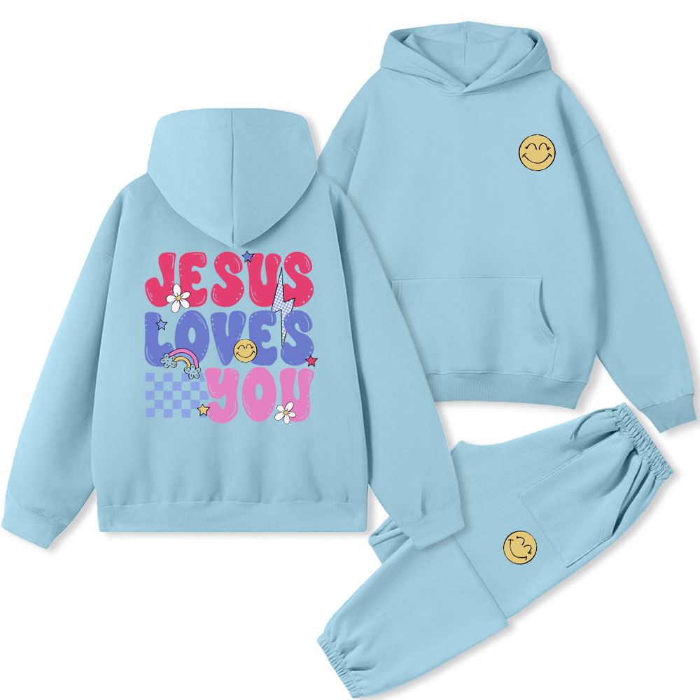 Jesus Love You Christian Fleece Hoodie Set