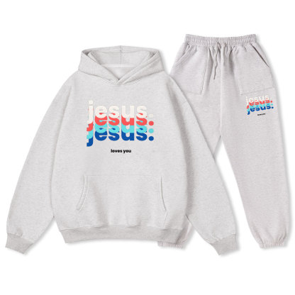 Jesus Love You Christian Fleece Hoodie Set
