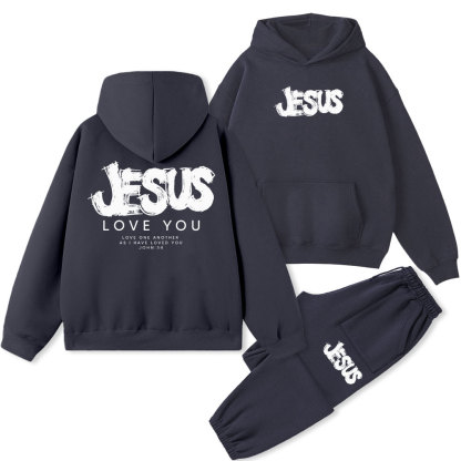 Jesus Love You Christian Fleece Hoodie Set