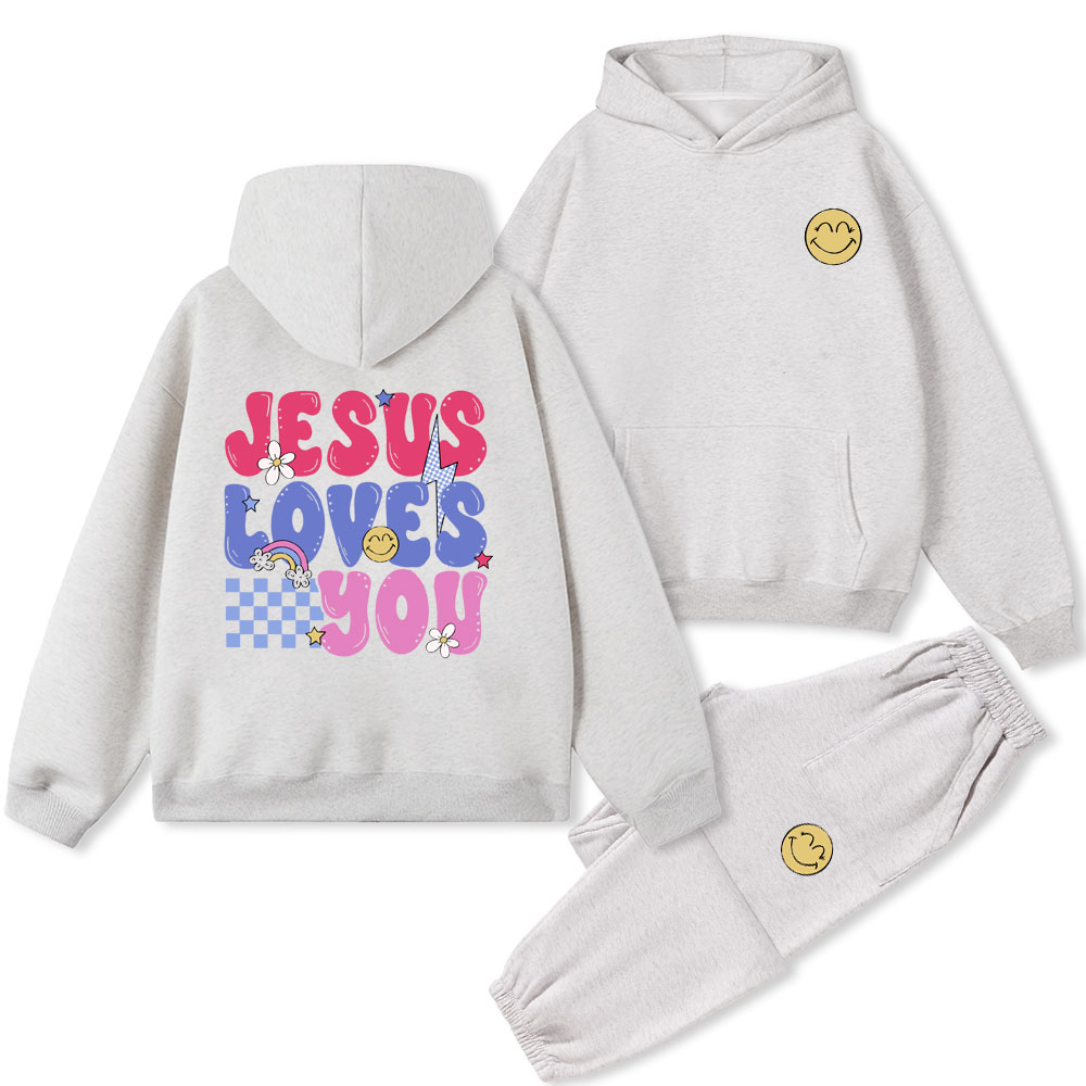 Jesus Love You Christian Fleece Hoodie Set