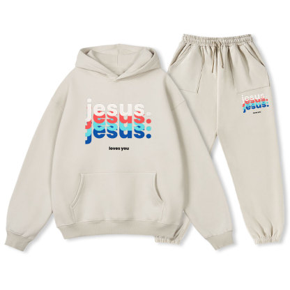Jesus Love You Christian Fleece Hoodie Set