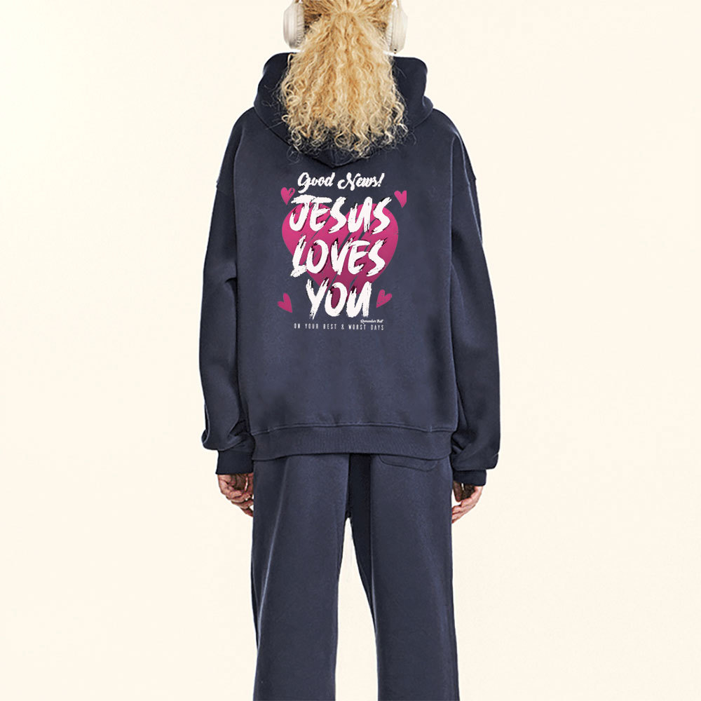 Jesus Love You Christian Fleece Hoodie Set