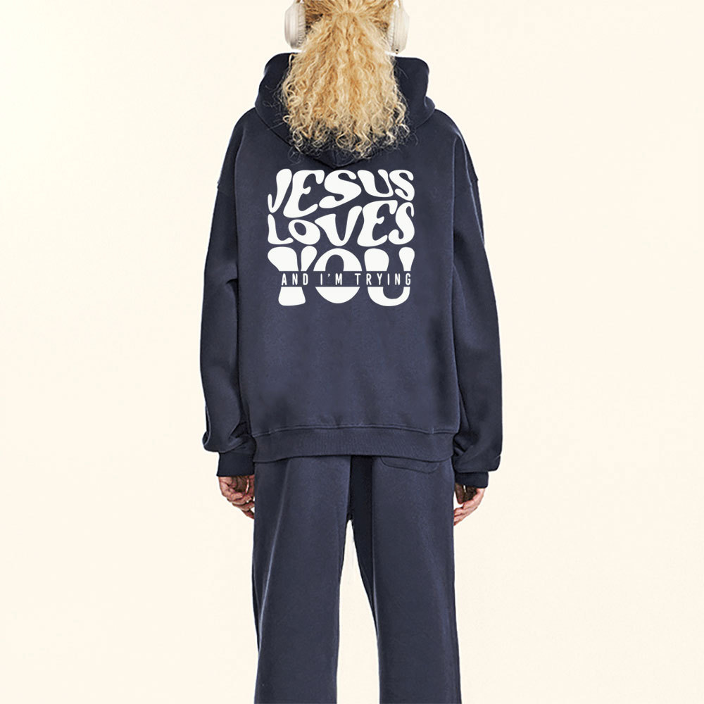 Jesus Love You Christian Fleece Hoodie Set
