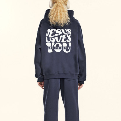 Jesus Love You Christian Fleece Hoodie Set