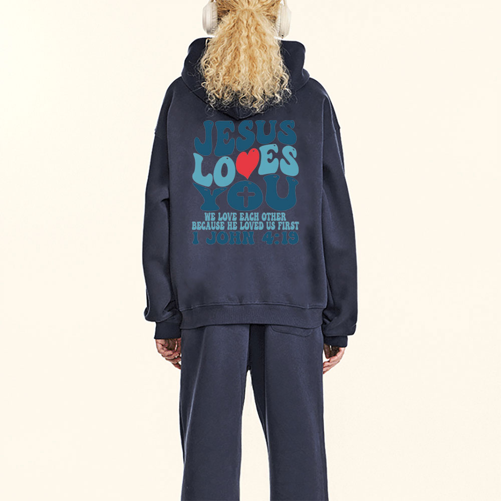 Jesus Love You Christian Fleece Hoodie Set