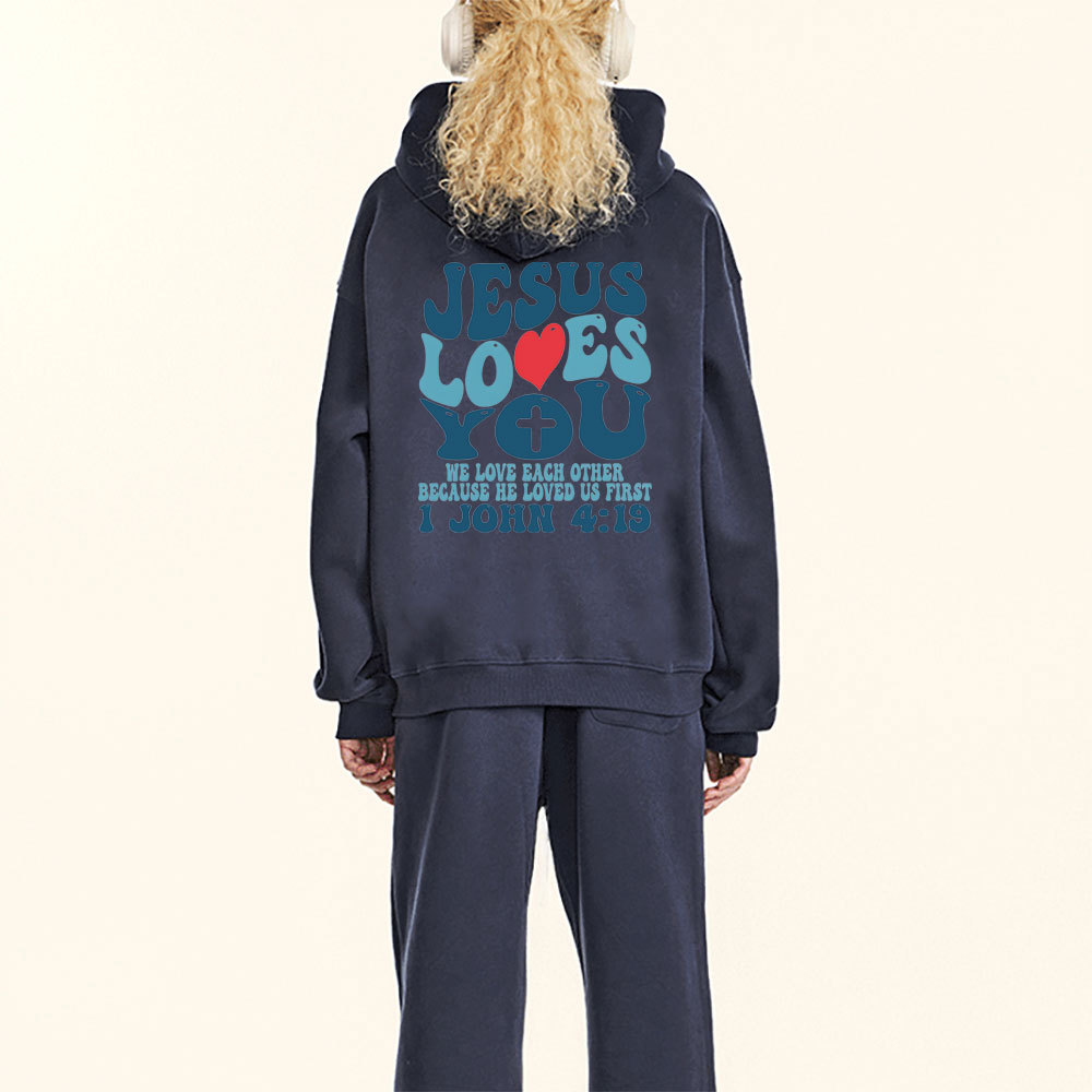 Jesus Love You Christian Fleece Hoodie Set