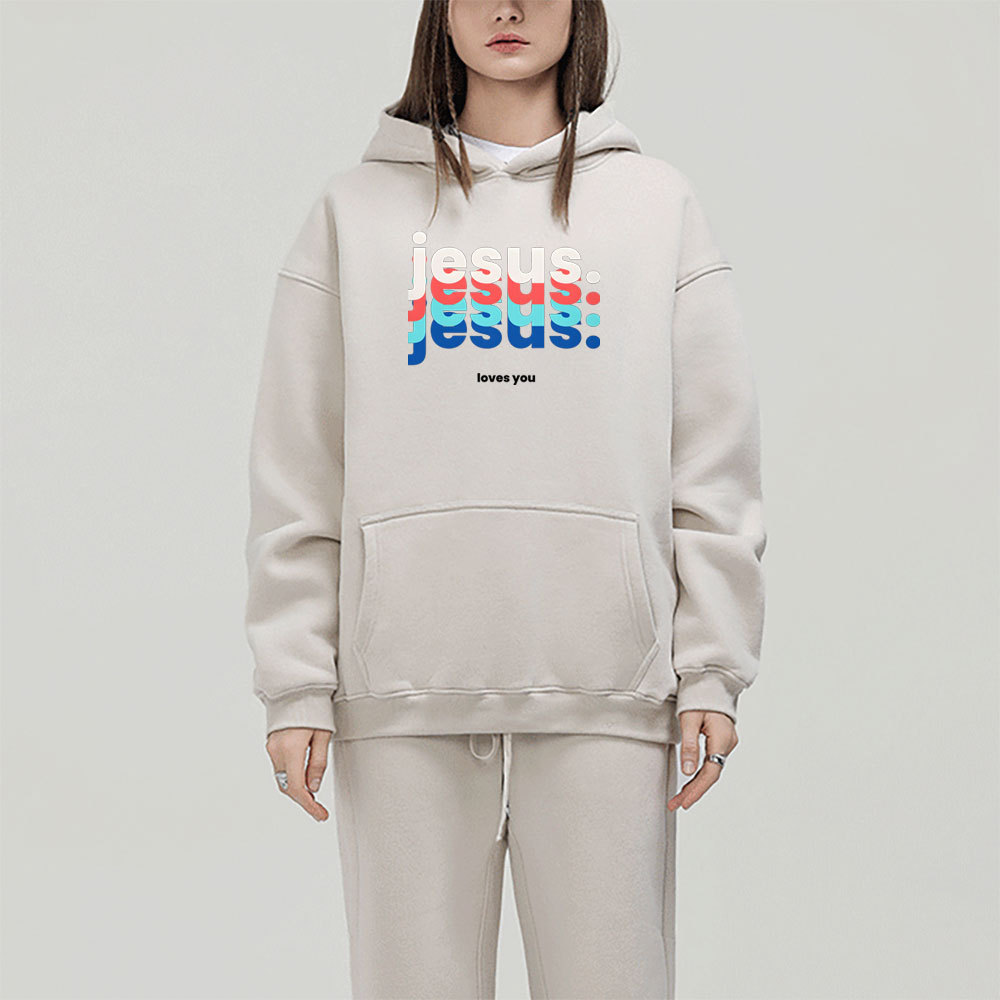 Jesus Love You Christian Fleece Hoodie Set