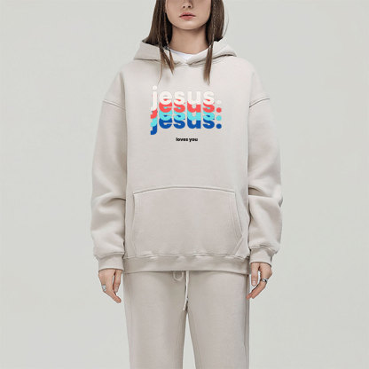 Jesus Love You Christian Fleece Hoodie Set