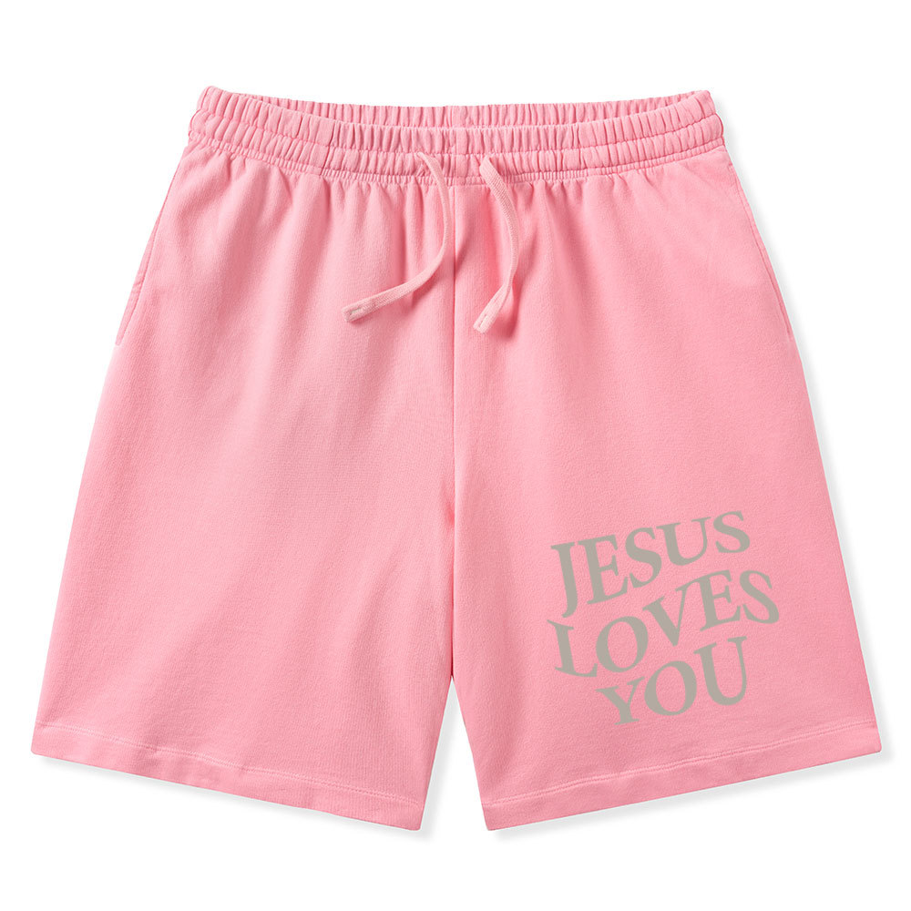 Jesus Love You Christian Washed Shorts