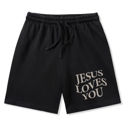 Jesus Love You Christian Washed Shorts