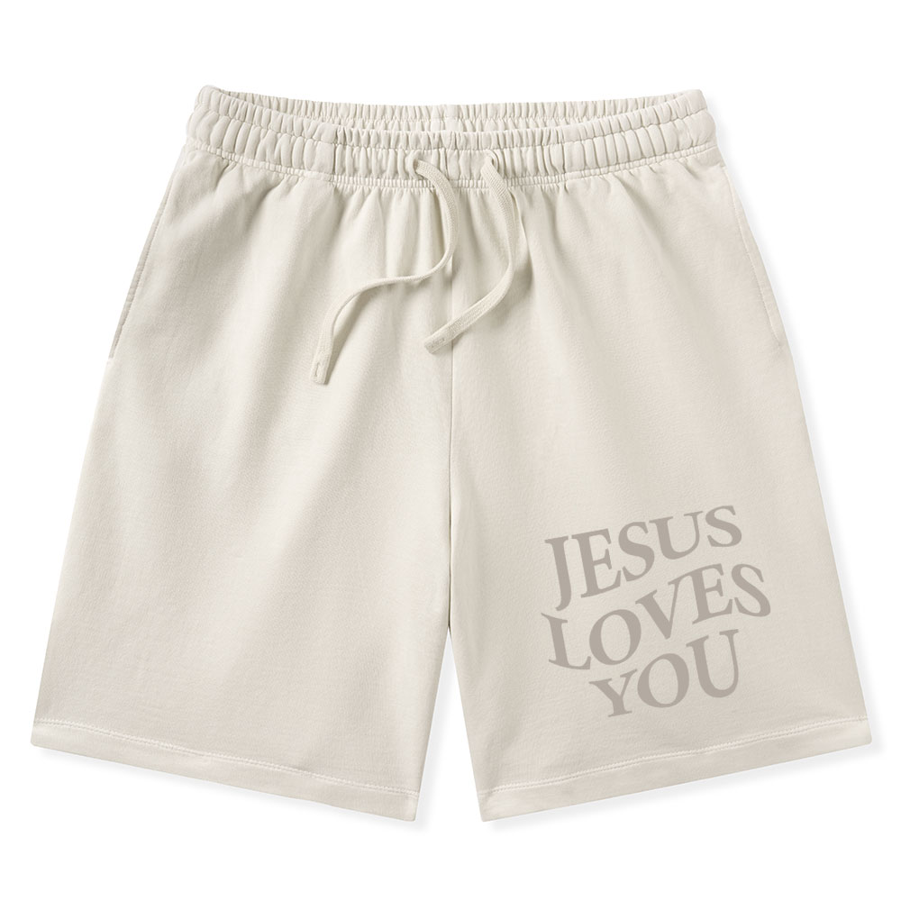 Jesus Love You Christian Washed Shorts