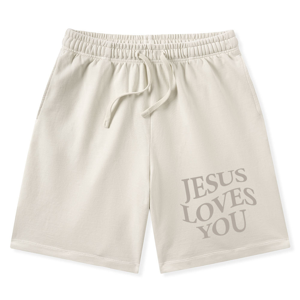 Jesus Love You Christian Washed Shorts