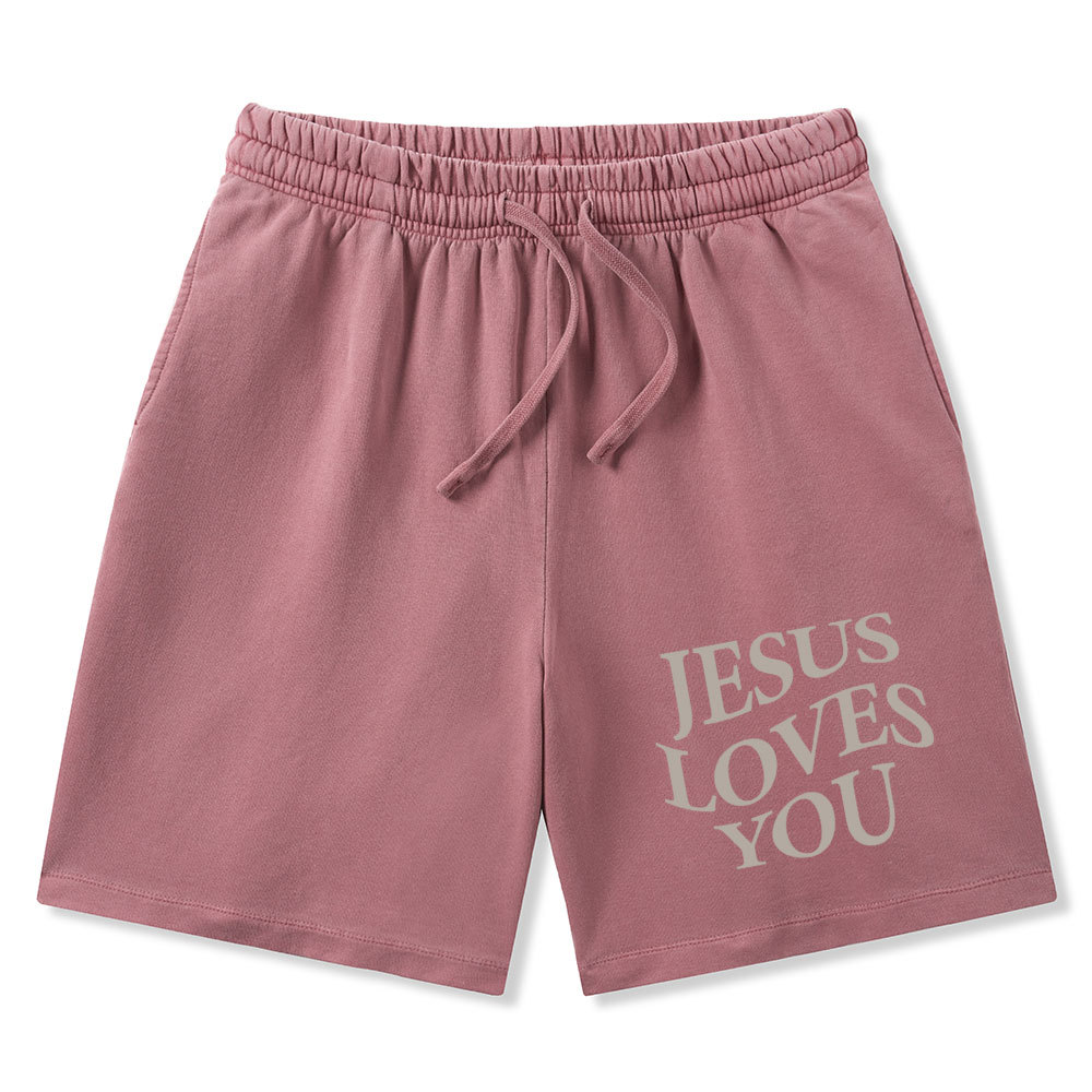Jesus Love You Christian Washed Shorts